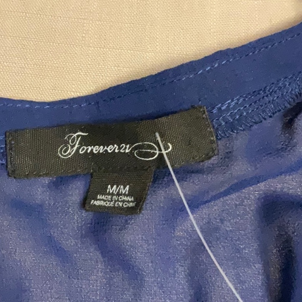 Forever 21 Blue Sheer Flutter Sleeve Blouse - Picture 5 of 9